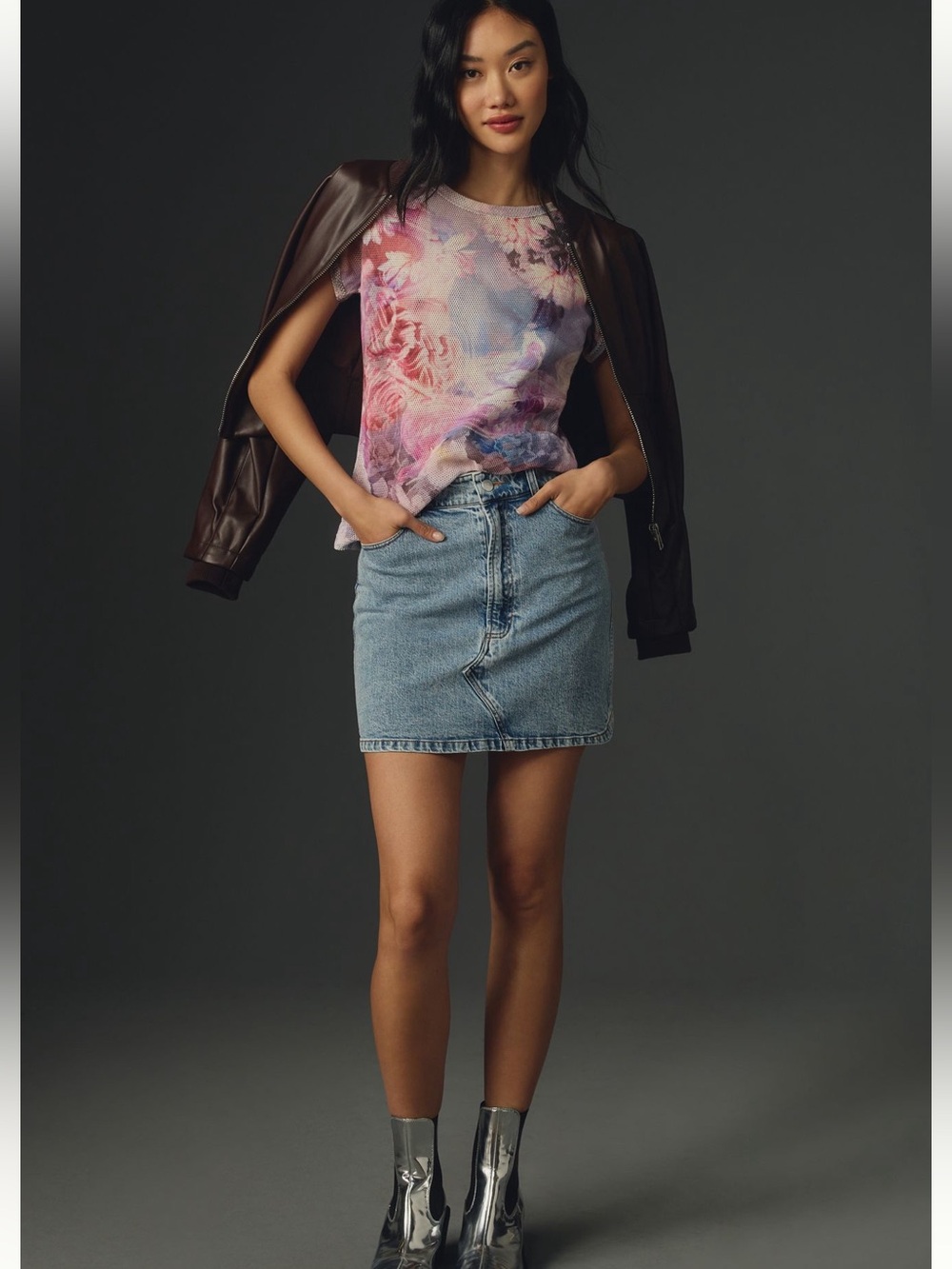 Pilcro Mesh Ringer Tee Sz S
